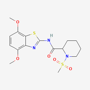 molecular formula C16H21N3O5S2 B2616624 N-(4,7-dimethoxy-1,3-benzothiazol-2-yl)-1-methanesulfonylpiperidine-2-carboxamide CAS No. 1214219-49-4