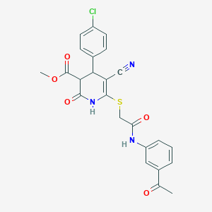 molecular formula C24H20ClN3O5S B2616636 methyl 6-({[(3-acetylphenyl)carbamoyl]methyl}sulfanyl)-4-(4-chlorophenyl)-5-cyano-2-oxo-1,2,3,4-tetrahydropyridine-3-carboxylate CAS No. 370855-20-2