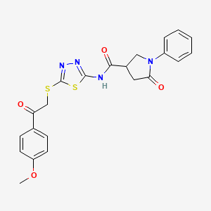 N-(5-((2-(4-methoxyphenyl)-2-oxoethyl)thio)-1,3,4-thiadiazol-2-yl)-5-oxo-1-phenylpyrrolidine-3-carboxamide