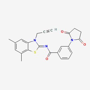 N-(5,7-dimethyl-3-prop-2-ynyl-1,3-benzothiazol-2-ylidene)-3-(2,5-dioxopyrrolidin-1-yl)benzamide