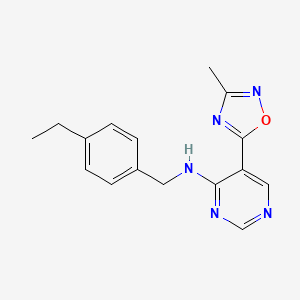 molecular formula C16H17N5O B2616731 N-[(4-ethylphenyl)methyl]-5-(3-methyl-1,2,4-oxadiazol-5-yl)pyrimidin-4-amine CAS No. 2034542-24-8