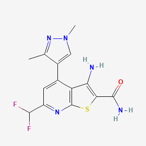 3-amino-6-(difluoromethyl)-4-(1,3-dimethyl-1H-pyrazol-4-yl)thieno[2,3-b]pyridine-2-carboxamide