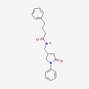 molecular formula C21H24N2O2 B2616749 N-[(5-oxo-1-phenylpyrrolidin-3-yl)methyl]-4-phenylbutanamide CAS No. 954651-43-5
