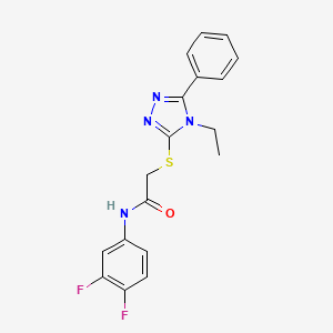 molecular formula C18H16F2N4OS B2616771 N-(3,4-difluorophenyl)-2-[(4-ethyl-5-phenyl-4H-1,2,4-triazol-3-yl)sulfanyl]acetamide CAS No. 564456-77-5