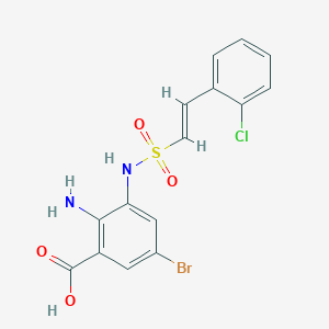 B2616774 2-Amino-5-bromo-3-[[(E)-2-(2-chlorophenyl)ethenyl]sulfonylamino]benzoic acid CAS No. 2094954-01-3