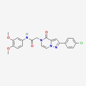 molecular formula C22H19ClN4O4 B2616788 2-(2-(4-chlorophenyl)-4-oxopyrazolo[1,5-a]pyrazin-5(4H)-yl)-N-(3,4-dimethoxyphenyl)acetamide CAS No. 1242884-15-6