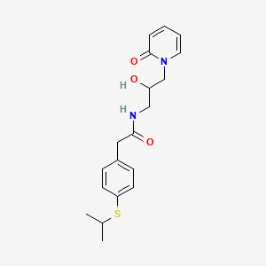 molecular formula C19H24N2O3S B2616790 N-(2-hydroxy-3-(2-oxopyridin-1(2H)-yl)propyl)-2-(4-(isopropylthio)phenyl)acetamide CAS No. 1797366-22-3