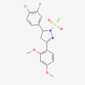 5-(4-chloro-3-fluorophenyl)-3-(2,4-dimethoxyphenyl)-1-(methylsulfonyl)-4,5-dihydro-1H-pyrazole