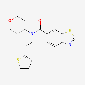 molecular formula C19H20N2O2S2 B2616810 N-(tetrahydro-2H-pyran-4-yl)-N-(2-(thiophen-2-yl)ethyl)benzo[d]thiazole-6-carboxamide CAS No. 1795195-52-6