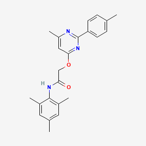 molecular formula C23H25N3O2 B2616844 2-{[6-methyl-2-(4-methylphenyl)pyrimidin-4-yl]oxy}-N-(2,4,6-trimethylphenyl)acetamide CAS No. 1216628-72-6