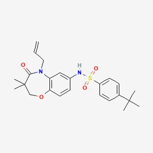 molecular formula C24H30N2O4S B2616918 N-(5-allyl-3,3-dimethyl-4-oxo-2,3,4,5-tetrahydrobenzo[b][1,4]oxazepin-7-yl)-4-(tert-butyl)benzenesulfonamide CAS No. 922077-74-5