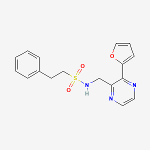 molecular formula C17H17N3O3S B2616920 N-{[3-(furan-2-yl)pyrazin-2-yl]methyl}-2-phenylethane-1-sulfonamide CAS No. 2177365-43-2
