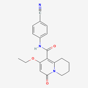 molecular formula C19H19N3O3 B2616945 N-(4-cyanophenyl)-8-ethoxy-6-oxo-1,3,4,6-tetrahydro-2H-quinolizine-9-carboxamide CAS No. 1775506-99-4