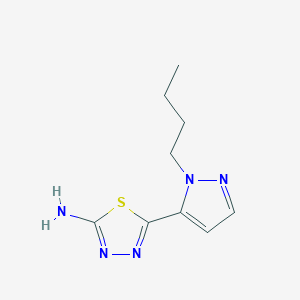 molecular formula C9H13N5S B2616961 5-(1-butyl-1H-pyrazol-5-yl)-1,3,4-thiadiazol-2-amine CAS No. 1946823-61-5