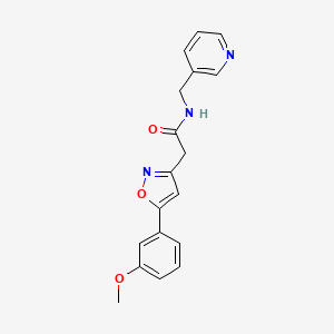 molecular formula C18H17N3O3 B2616988 2-(5-(3-methoxyphenyl)isoxazol-3-yl)-N-(pyridin-3-ylmethyl)acetamide CAS No. 953203-73-1