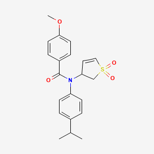 molecular formula C21H23NO4S B2616995 N-(1,1-dioxido-2,3-dihydrothiophen-3-yl)-N-(4-isopropylphenyl)-4-methoxybenzamide CAS No. 863445-01-6