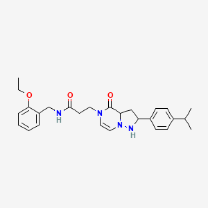 molecular formula C27H30N4O3 B2616999 N-[(2-ethoxyphenyl)methyl]-3-{4-oxo-2-[4-(propan-2-yl)phenyl]-4H,5H-pyrazolo[1,5-a]pyrazin-5-yl}propanamide CAS No. 1326904-96-4