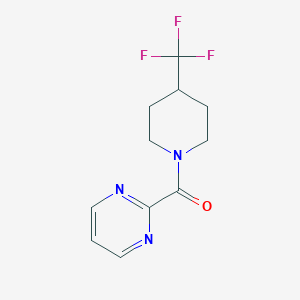 molecular formula C11H12F3N3O B2617000 2-[4-(Trifluoromethyl)piperidine-1-carbonyl]pyrimidine CAS No. 2415585-76-9