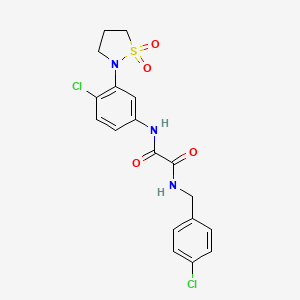 molecular formula C18H17Cl2N3O4S B2617005 N1-(4-chloro-3-(1,1-dioxidoisothiazolidin-2-yl)phenyl)-N2-(4-chlorobenzyl)oxalamide CAS No. 1105216-19-0