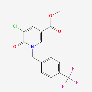 molecular formula C15H11ClF3NO3 B2617020 Methyl 5-chloro-6-oxo-1-[4-(trifluoromethyl)-benzyl]-1,6-dihydro-3-pyridinecarboxylate CAS No. 937602-45-4