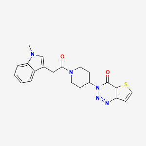 molecular formula C21H21N5O2S B2617023 3-(1-(2-(1-methyl-1H-indol-3-yl)acetyl)piperidin-4-yl)thieno[3,2-d][1,2,3]triazin-4(3H)-one CAS No. 2034513-09-0