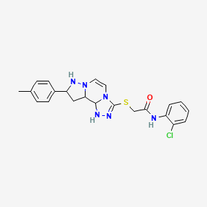 molecular formula C22H17ClN6OS B2617032 N-(2-chlorophenyl)-2-{[11-(4-methylphenyl)-3,4,6,9,10-pentaazatricyclo[7.3.0.0^{2,6}]dodeca-1(12),2,4,7,10-pentaen-5-yl]sulfanyl}acetamide CAS No. 1223992-99-1