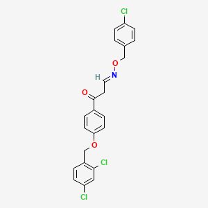 molecular formula C23H18Cl3NO3 B2617036 3-{4-[(2,4-dichlorobenzyl)oxy]phenyl}-3-oxopropanal O-(4-chlorobenzyl)oxime CAS No. 477889-48-8