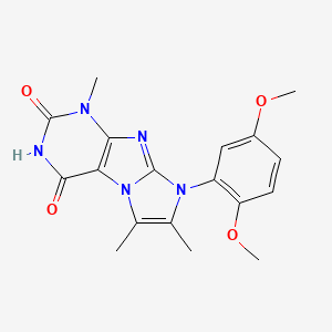 molecular formula C18H19N5O4 B2617043 8-(2,5-dimethoxyphenyl)-1,6,7-trimethyl-1H-imidazo[2,1-f]purine-2,4(3H,8H)-dione CAS No. 876673-35-7