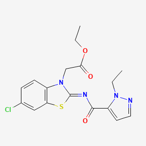(E)-ethyl 2-(6-chloro-2-((1-ethyl-1H-pyrazole-5-carbonyl)imino)benzo[d]thiazol-3(2H)-yl)acetate