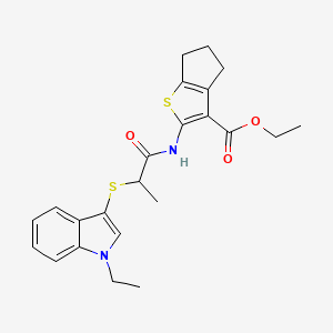 ethyl 2-[2-(1-ethylindol-3-yl)sulfanylpropanoylamino]-5,6-dihydro-4H-cyclopenta[b]thiophene-3-carboxylate