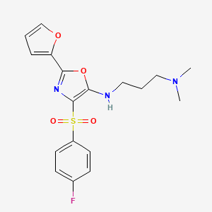 N1-(4-((4-fluorophenyl)sulfonyl)-2-(furan-2-yl)oxazol-5-yl)-N3,N3-dimethylpropane-1,3-diamine