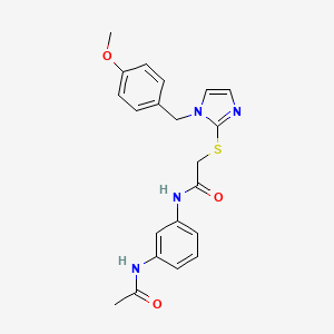 N-(3-acetamidophenyl)-2-[1-[(4-methoxyphenyl)methyl]imidazol-2-yl]sulfanylacetamide