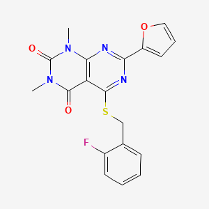 5-[(2-Fluorophenyl)methylsulfanyl]-7-(furan-2-yl)-1,3-dimethylpyrimido[4,5-d]pyrimidine-2,4-dione