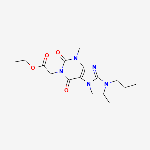 molecular formula C16H21N5O4 B2617148 ethyl 2-{1,7-dimethyl-2,4-dioxo-8-propyl-1H,2H,3H,4H,8H-imidazo[1,2-g]purin-3-yl}acetate CAS No. 887463-54-9
