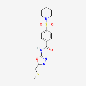 N-[5-(methylsulfanylmethyl)-1,3,4-oxadiazol-2-yl]-4-piperidin-1-ylsulfonylbenzamide