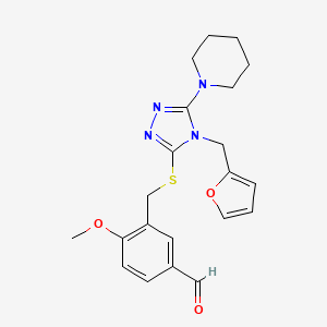 3-[[4-(Furan-2-ylmethyl)-5-piperidin-1-yl-1,2,4-triazol-3-yl]sulfanylmethyl]-4-methoxybenzaldehyde