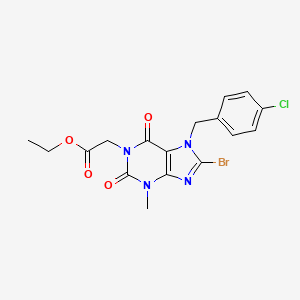 Ethyl 2-[8-bromo-7-[(4-chlorophenyl)methyl]-3-methyl-2,6-dioxopurin-1-yl]acetate