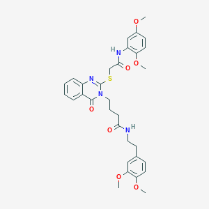 4-[2-[2-(2,5-dimethoxyanilino)-2-oxoethyl]sulfanyl-4-oxoquinazolin-3-yl]-N-[2-(3,4-dimethoxyphenyl)ethyl]butanamide