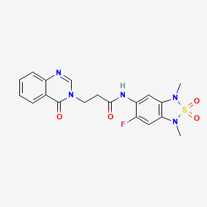 molecular formula C19H18FN5O4S B2617180 N-(6-fluoro-1,3-dimethyl-2,2-dioxido-1,3-dihydrobenzo[c][1,2,5]thiadiazol-5-yl)-3-(4-oxoquinazolin-3(4H)-yl)propanamide CAS No. 2034588-99-1