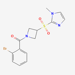 molecular formula C14H14BrN3O3S B2617182 (2-bromophenyl)(3-((1-methyl-1H-imidazol-2-yl)sulfonyl)azetidin-1-yl)methanone CAS No. 2034358-47-7
