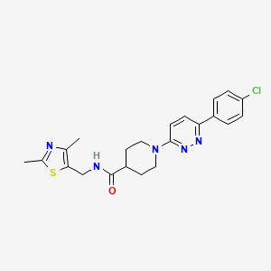 molecular formula C22H24ClN5OS B2617183 1-(6-(4-chlorophenyl)pyridazin-3-yl)-N-((2,4-dimethylthiazol-5-yl)methyl)piperidine-4-carboxamide CAS No. 1396871-84-3