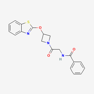 molecular formula C19H17N3O3S B2617186 N-(2-(3-(benzo[d]thiazol-2-yloxy)azetidin-1-yl)-2-oxoethyl)benzamide CAS No. 1795410-04-6