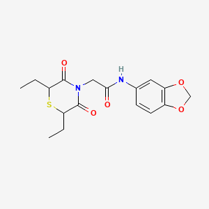 molecular formula C17H20N2O5S B2617189 N-(1,3-benzodioxol-5-yl)-2-(2,6-diethyl-3,5-dioxothiomorpholin-4-yl)acetamide CAS No. 868215-72-9