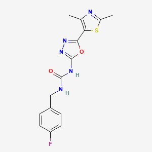 molecular formula C15H14FN5O2S B2617194 1-(5-(2,4-Dimethylthiazol-5-yl)-1,3,4-oxadiazol-2-yl)-3-(4-fluorobenzyl)urea CAS No. 1251685-28-5