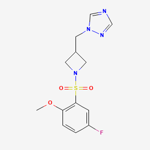 molecular formula C13H15FN4O3S B2617196 1-((1-((5-fluoro-2-methoxyphenyl)sulfonyl)azetidin-3-yl)methyl)-1H-1,2,4-triazole CAS No. 2309774-70-5