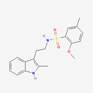 molecular formula C19H22N2O3S B2617198 2-methoxy-5-methyl-N-[2-(2-methyl-1H-indol-3-yl)ethyl]benzene-1-sulfonamide CAS No. 442657-92-3