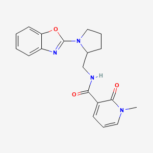 molecular formula C19H20N4O3 B2617200 N-((1-(苯并[d]噁唑-2-基)吡咯烷-2-基)甲基)-1-甲基-2-氧代-1,2-二氢吡啶-3-羧酰胺 CAS No. 1705058-15-6