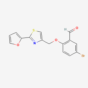 molecular formula C15H10BrNO3S B2617203 5-Bromo-2-[[2-(furan-2-yl)-1,3-thiazol-4-yl]methoxy]benzaldehyde CAS No. 1042877-25-7
