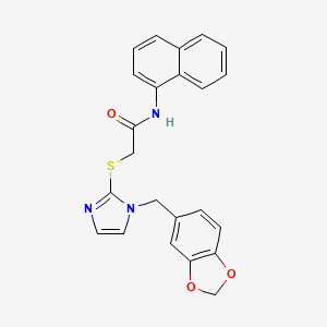molecular formula C23H19N3O3S B2617220 2-{[1-(1,3-benzodioxol-5-ylmethyl)-1H-imidazol-2-yl]thio}-N-1-naphthylacetamide CAS No. 869346-97-4