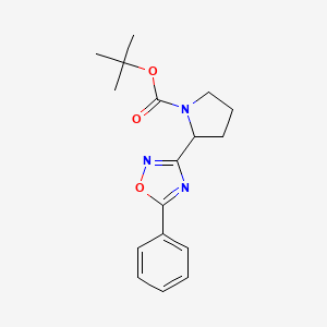 molecular formula C17H21N3O3 B2617223 Tert-butyl 2-(5-phenyl-1,2,4-oxadiazol-3-yl)pyrrolidine-1-carboxylate CAS No. 1823255-70-4